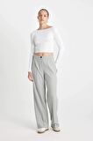 DeFacto Wide Leg Kumaş Pantolon Geniş Bol Paça Standart Boy Basic Düz Yüksek Bel C6402AX24AUGR28