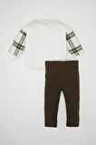DeFacto Erkek Bebek 2'li Takım Baskılı Sweatshirt Beli Lastikli Pantolon D3362A524WNER105