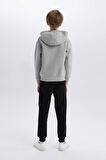DeFacto Erkek Çocuk 2'li Takım Kapüşonlu Baskılı Fermuarlı Sweatshirt Beli Lastikli Eşofman Altı D2035A824AUGR210