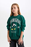 DeFacto Kız Çocuk Disney Mickey & Minnie Oversize Geniş Kalıp Bisiklet Yaka İçi Yumuşak Tüylü Sweatshirt D1118A824AUGN1116