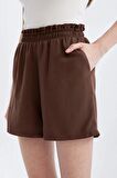 DeFacto Relax Fit Paperbag Bel Geniş Paça Keten Karışımlı Şort D3944AX24SMBN480
