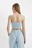 DeFacto Coool Çizgili Poplin Askılı Bluz D3517AX24HSBE196
