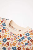 DeFacto Kız Bebek Bisiklet Yaka Çiçekli İçi Yumuşak Tüylü Sweatshirt D5562A524WNER42