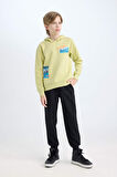 DeFacto Erkek Çocuk 2'li Takım Kapüşonlu Baskılı Sweatshirt Beli Lastikli Jogger Eşofman Altı D5222A824WNGN659