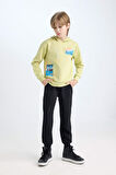 DeFacto Erkek Çocuk 2'li Takım Kapüşonlu Baskılı Sweatshirt Beli Lastikli Jogger Eşofman Altı D5222A824WNGN659