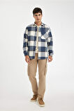 DeFacto Regular Fit Polo Yaka Kareli Oduncu Flanel Uzun Kollu Gömlek Y1702AZ24WNIN120