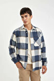 DeFacto Regular Fit Polo Yaka Kareli Oduncu Flanel Uzun Kollu Gömlek Y1702AZ24WNIN120
