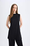 DeFacto Siyah Regular Fit Bisiklet Yaka Kolsuz Basic Düz Tunik A8352AX24AUBK81