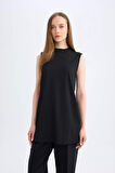 DeFacto Siyah Regular Fit Bisiklet Yaka Kolsuz Basic Düz Tunik A8352AX24AUBK81