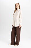 DeFacto Wide Leg Geniş Paça Esnek Belli Bağcıklı Basic Düz Pantolon C5628AX24AUBN540