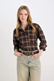 Coool Oversize Fit Kareli Flanel Uzun Kollu Oduncu Ceket Gömlek
