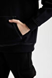 DeFacto Erkek Çocuk Siyah Oversize Geniş Kalıp Balıkçı Yaka Baskılı Sweatshirt D5676A824WNBK81