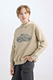 DeFacto Erkek Çocuk Oversize Geniş Kalıp Kapüşonlu Baskılı Sweatshirt D5408A824WNKH479