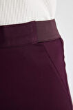 DeFacto Sigaret Saten Kumaş Pantolon Bordo Normal Bel Basic Düz Beli Lastikli Düz Paça J8743AZ24WNBR171