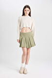 DeFacto Coool Piliseli Normal Bel Basic Düz Gabardin Mini Etek D5265AX24AUKH461