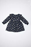 DeFacto Kız Bebek Çiçekli Uzun Kollu Yakası Fırfırlı Twill Elbise D5633A524WNAR1