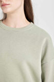 DeFacto Oversize Geniş Kalıp Bisiklet Yaka Kalın Basic Düz Sweatshirt Y1346AZ24WNGN497