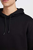 Defacto X8283 Siyah Regular Fit Kapüşonlu Kanguru Cepli İçi Yumuşak Tüylü Basic Düz Sweatshirt