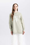 DeFacto Regular Fit Bisiklet Yaka Çiçek Baskılı Sweatshirt Tunik D7574AX24WNKH271