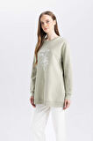 DeFacto Regular Fit Bisiklet Yaka Çiçek Baskılı Sweatshirt Tunik D7574AX24WNKH271