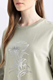 DeFacto Regular Fit Bisiklet Yaka Çiçek Baskılı Sweatshirt Tunik D7574AX24WNKH271