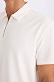 DeFacto Regular Fit Yarım Fermuarlı Kısa Kollu Pilise Beyaz Polo Tişört B7355AX25SPWT32