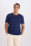 DeFacto Slim Fit Dar Kesim Bisiklet Yaka Modal Karışımlı Pamuklu Basic Düz Kısa Kollu Tişört M6606AZ25SPNV241