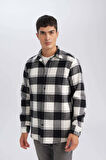 DeFacto Regular Fit Polo Yaka Kareli Oduncu Flanel Uzun Kollu Gömlek D7192AXNSWT32