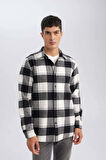 DeFacto Regular Fit Polo Yaka Kareli Oduncu Flanel Uzun Kollu Gömlek D7192AXNSWT32
