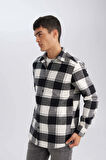 DeFacto Regular Fit Polo Yaka Kareli Oduncu Flanel Uzun Kollu Gömlek D7192AXNSWT32