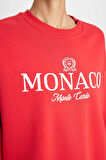 DeFacto Relax Fit Bisiklet Yaka Baskılı Kalın  Kırmızı Sweatshirt D6715AX24WNRD117