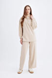 DeFacto Relax Fit Beli Lastikli Selanik Kumaş Basic Düz Triko Pantolon B4311AX24WNBG718