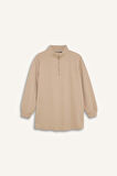 DeFacto Regular Fit Yarım Fermuarlı Dik Yaka Selanik Kumaş Basic Düz Uzun Kollu Tunik B4306AX24WNBG718