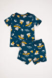 Erkek Bebek Tom & Jerry Kısa Kollu Şortlu Penye Pijama Takımı