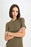DeFacto Fitted Vücuda Oturan Polo Yaka Basic Düz Kısa Kollu Mini Triko Elbise D8718AX24AUKH260