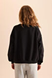 Coool Oversize Fit Geniş Kalıp Bisiklet Yaka Basic Düz Kalın Kumaş Sweatshirt