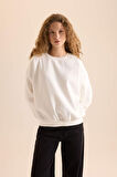 Coool Oversize Fit Geniş Kalıp Bisiklet Yaka Basic Düz Kalın Kumaş Sweatshirt