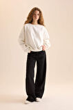 Coool Oversize Fit Geniş Kalıp Bisiklet Yaka Basic Düz Kalın Kumaş Sweatshirt
