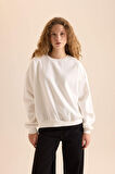 Coool Oversize Fit Geniş Kalıp Bisiklet Yaka Basic Düz Kalın Kumaş Sweatshirt