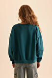 Coool Oversize Geniş Kalıp Bisiklet Yaka Basic Düz Kalın Sweatshirt