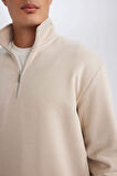 DeFacto 3 İplik Pamuklu Şardonlu İçi Polarlı Comfort Regular Fit Rahat Kalıp Dik Yaka Fermuarlı Kalın Sweatshirt D9067AXNSBG735