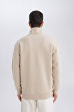 DeFacto 3 İplik Pamuklu Şardonlu İçi Polarlı Comfort Regular Fit Rahat Kalıp Dik Yaka Fermuarlı Kalın Sweatshirt D9067AXNSBG735