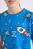 DeFacto Erkek Çocuk Pijama Takımı Desenli Kısa Kollu Üst Şort D8782A8NSBE64