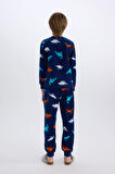 DeFacto Erkek Çocuk Polar Pijama Takımı Dinazor Desenli Uzun Kollu Üst Uzun Alt D8784A8NSNV42