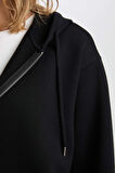 DeFacto Siyah Okula Dönüş Relax Fit Kapüşonlu Kalın Basic Düz Cepli Fermuarlı Sweatshirt D8717AX24WNBK81