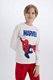 Erkek Çocuk Pijama Takımı Marvel Spiderman Bisiklet Yaka Uzun Kollu Üst Uzun Alt