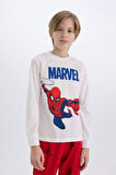 Erkek Çocuk Pijama Takımı Marvel Spiderman Bisiklet Yaka Uzun Kollu Üst Uzun Alt