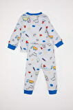 DeFacto Erkek Bebek Pijama Takımı Dinazor Baskılı Uzun Kollu Fitilli Kaşkorse Üst Beli Lastikli Uzun Alt D8319A5NSBE216