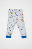 DeFacto Erkek Bebek Pijama Takımı Dinazor Baskılı Uzun Kollu Fitilli Kaşkorse Üst Beli Lastikli Uzun Alt D8319A5NSBE216