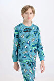 DeFacto Erkek Çocuk Pijama Takım Desenli Uzun Kollu Üst Beli Lastikli Uzun Alt D6322A824WNBE532